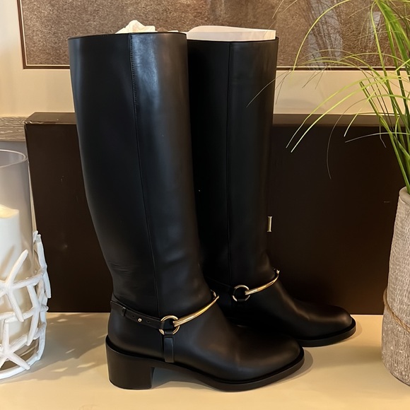GUCCI LIFFORD leather horsebit knee
high riding boots. 🆕 - Picture 3 of 13